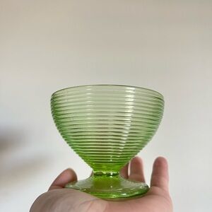 Uranium/Vaseline Ribbed Glass Cup